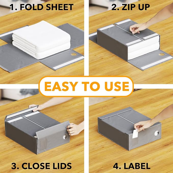 SpaceAid 6 Pack Bed Sheet Organizers and Storage, Foldable Sheet Organizer - Image 3