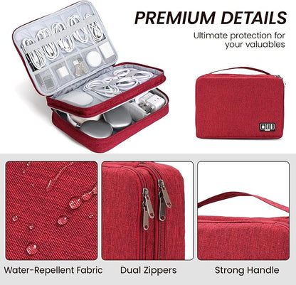 Large Electronic Organizer Travel Case, Double Layer Tech Pouch - Image 3