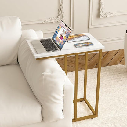 VECELO C Shaped End Side Table for Sofa Couch and Bed Snack TV Tray for Living - Image 6