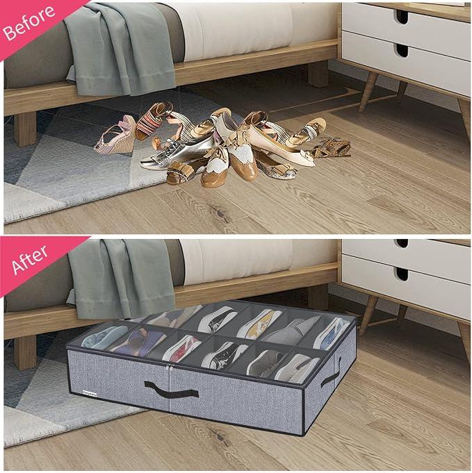 Onlyeasy Large Under Bed Shoe Organizer - Image 3