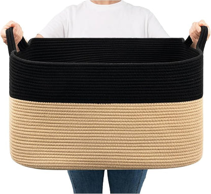 Goodpick Large Woven Storage Basket, 21.6" x 14.9" x 11.8" Rectangle Cotton by Goodpick