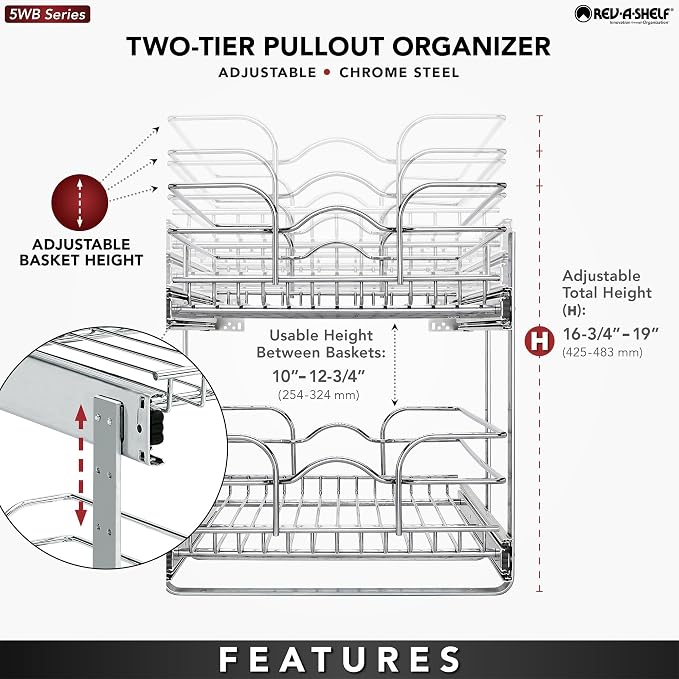 Rev-A-Shelf 2-Tier Kitchen Cabinet Pullout Shelf and Drawer Organizer Slide Out - Image 4