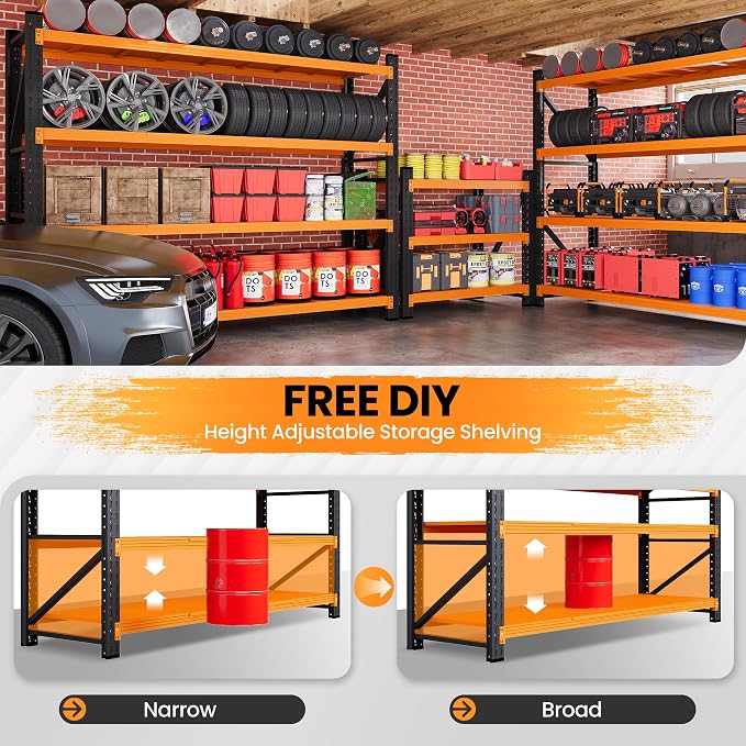 Storage Shelves Heavy Duty, 6000LBS Metal Garage Shelving 24” Deep Storage Rack - Image 4