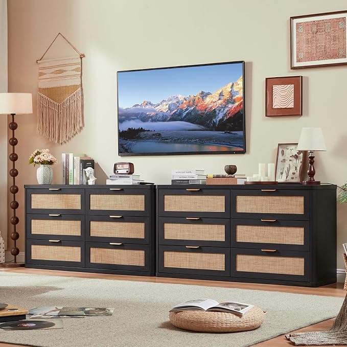 LEYAOYAO Rattan 6 Drawer Dresser - Image 9