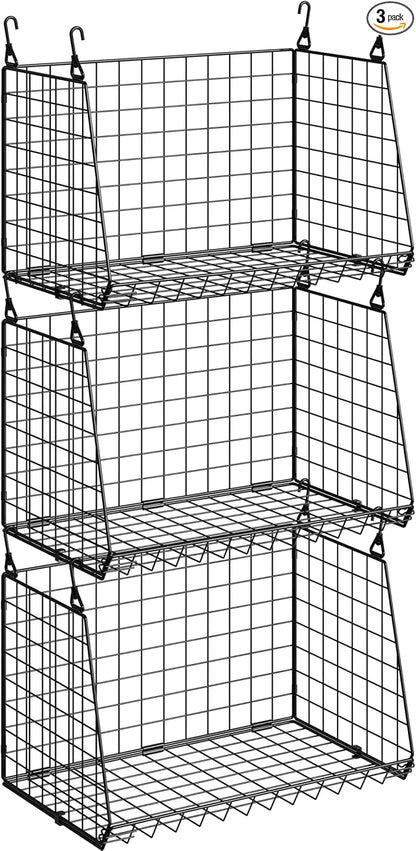 Sonyabecca 3-Pack Hanging Laundry Baskets, Foldable Metal Wire Shelves by Sonyabecca