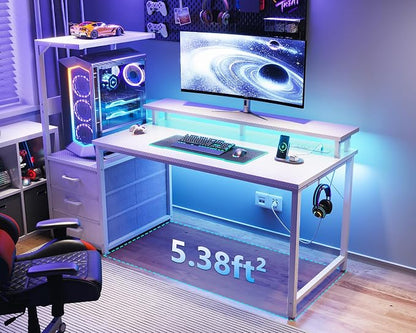 AODK 52 Inch Gaming Desk with USB Charging Ports & LED Light- Reversible - Image 2