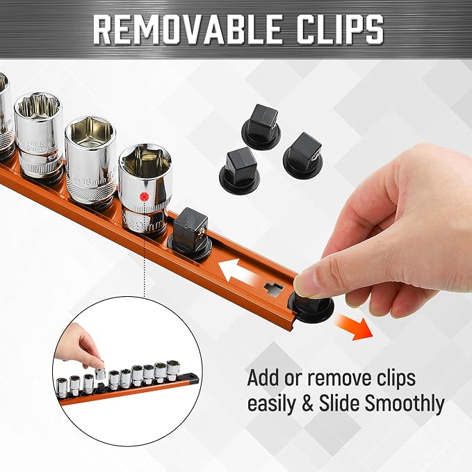 ALOANES 3-Piece Magnetic Rail Organizer, Heavy Duty Aluminum Rails, 360 Swivel - Image 3