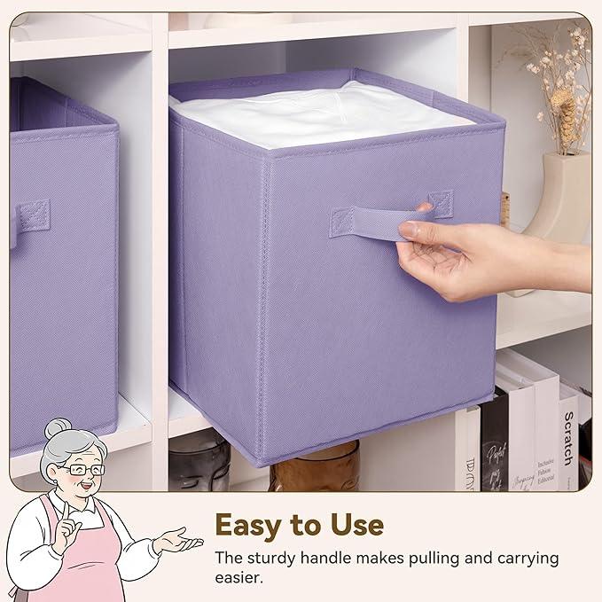 GRANNY SAYS 11 Inch Cube Storage Bins, Lavender Purple, Sturdy Handles - Image 5