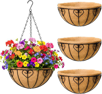 4 Pack Hanging Planters 14 Inch Metal Hanging Planter Basket Flower Pots by SMYAXUNW