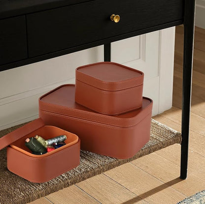 HofferRuffer Faux Leather Decorative Storage Boxes, Dust proof Storage Shelf - Image 7