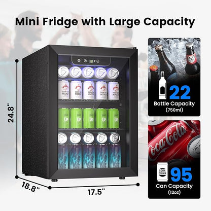 Wine Cooler, 26 Bottle 95 Can Mini Wine Fridge - Image 2