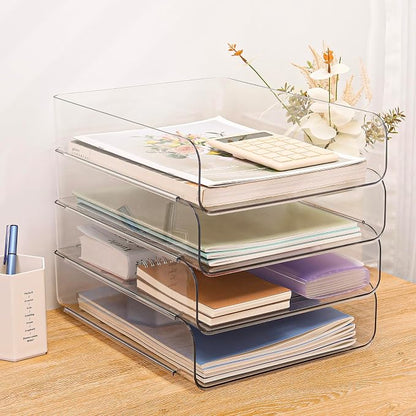 Set of 4 Office Organization and Storage, Stackable Document and File Paper - Image 8