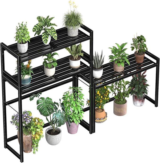 Ekisemio 3-Tier Metal Plant Stand, Heavy Duty Waterproof Indoor Outdoor - Image 2