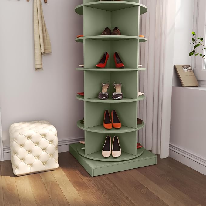 HomVent Rotating Shoe Rack, 6-Tier Spinning Shoe Rack Tower | 360° Revolving - Image 8