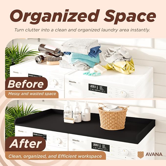 Avana (100% Natural Solid Wood Washer Dryer Countertop – Black Pine Laundry - Image 6