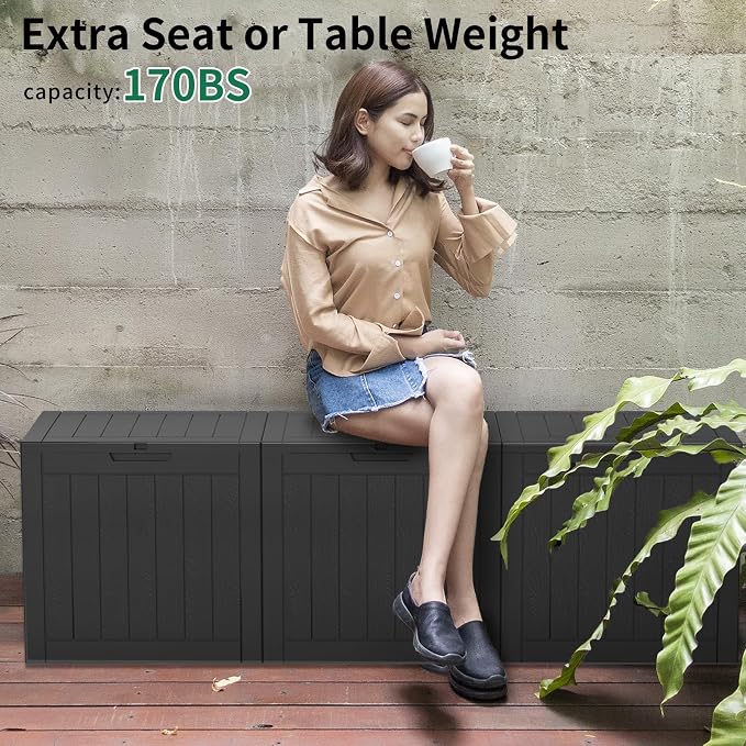 30 Gallon Resin Deck Box, Lockable Outdoor Storage Box - Image 3