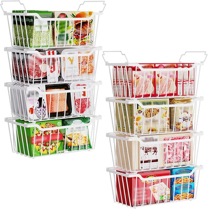 SUNALLY Freezer Organizer Bins, 8 Pack Chest Freezer Organizer Stackable by SUNALLY