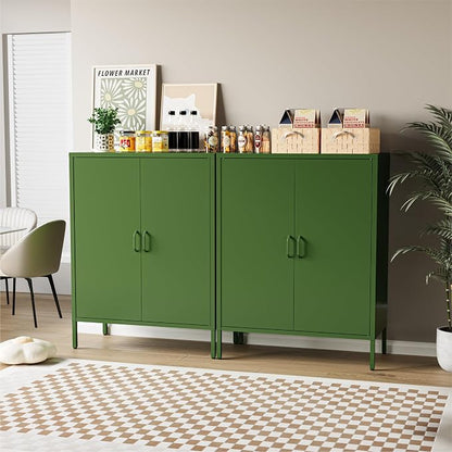 COFaR Forest Green Metal Cabinet, 40” Kitchen Pantry & Coffee Bar Cabinet - Image 3
