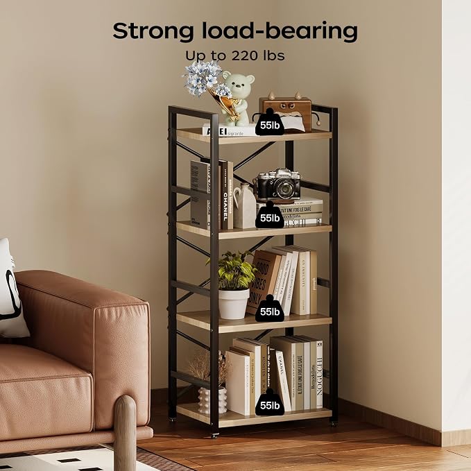 Bookshelf, Kid's Bookshelf, 4 Tier Small Bookcase, Metal Small Bookcase - Image 6