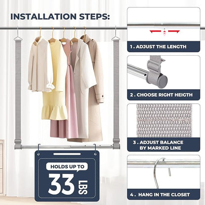 STO STO Closet Hanging Rod, Length and Height Adjustable Closet Rod, - Image 5
