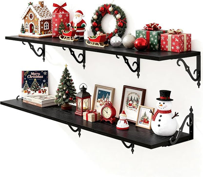 Fun Memories 55 Inch Floating Shelves, Long Floating Shelves Wall-Mounted by FunMemories