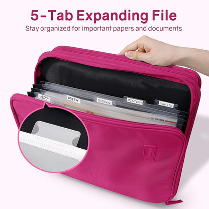 SUNEE Zippered Binder Bag with Handle, 2-Inch 3-Ring O-Ring, 500-Sheet Capacity - Image 2