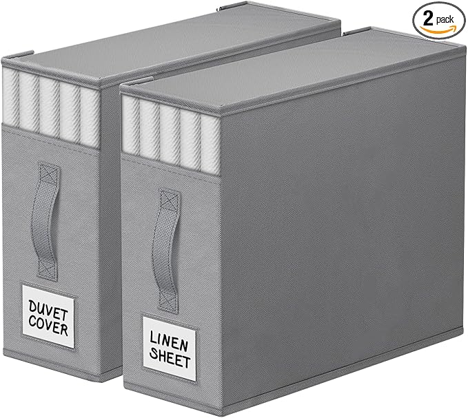 StorageTastic 2 Pack Bed Sheet Closet Organizers and Storage, Sturdy Foldable by StorageTastic