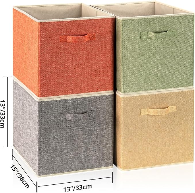 Storage Cube Organizer Bin 13" x 15" x 13" Large Boxes Fabric Basket - Image 6