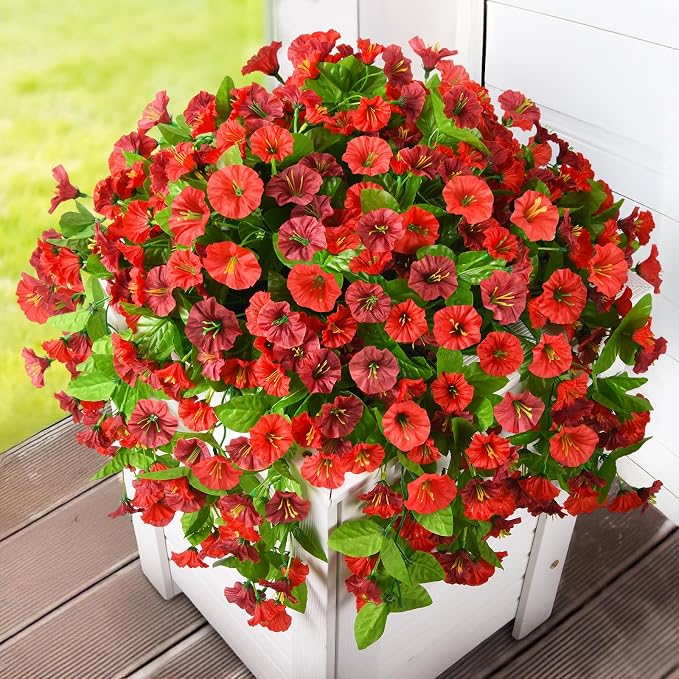 INQCMY Artificial Flowers for Outdoor Spring Summer Decoration Faux Silk - Image 3