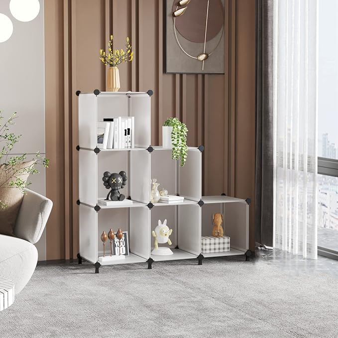 AWTATOS Closet Organizer 6 Cube Closet Storage Shelves DIY Stackable Clothes - Image 2