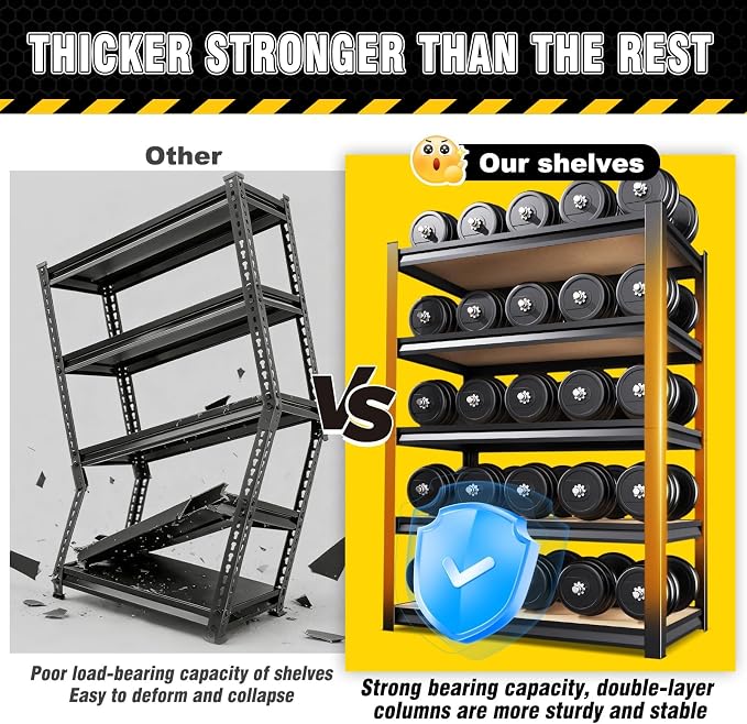 4 Pack Garage Shelving Heavy Duty Storage Shelves, Metal Adjustable Shelving - Image 4