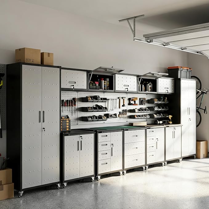 12-Piece Heavy Duty Steel Garage Cabinet System | All-in-One Modular Garage by VIYET