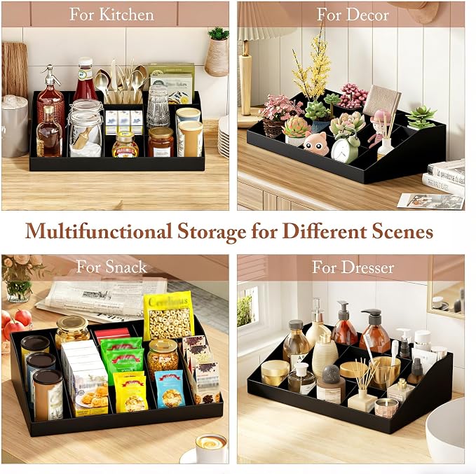 SZQINJI Coffee Condiment Organizer Holder 10-Compartment Break Room Coffee - Image 7