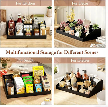 SZQINJI Coffee Condiment Organizer Holder 10-Compartment Break Room Coffee - Image 7