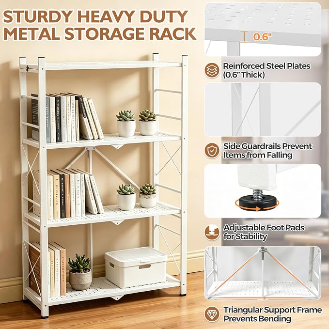 EAGLE PEAK 4-Tier Foldable Greenhouse Shelf, Heavy Duty Metal Storage Rack - Image 6