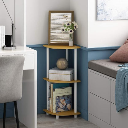 Furinno TURN-N-TUBE Corner Shelf, 3-Tier Corner Bookshelf, Display Storage - Image 2