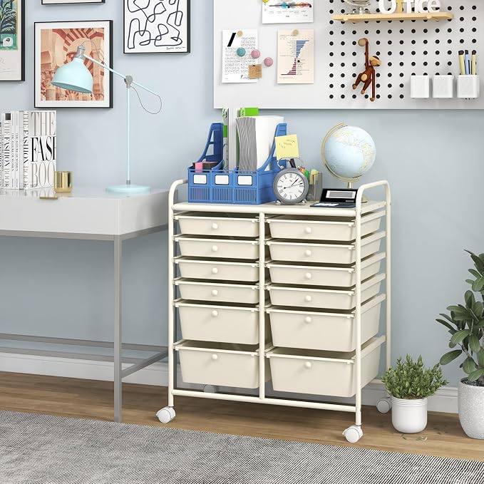 Giantex 12 Drawers Rolling Storage Cart, Classroom Organizers - Image 2