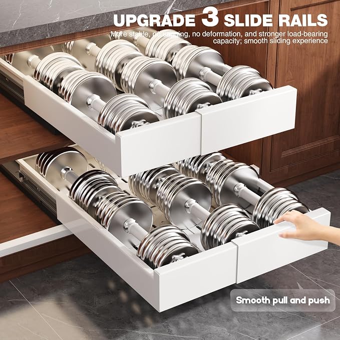 2 Pack Pull Out Cabinet Organizer Expandable Width and Depth, Slide Out Drawers - Image 8