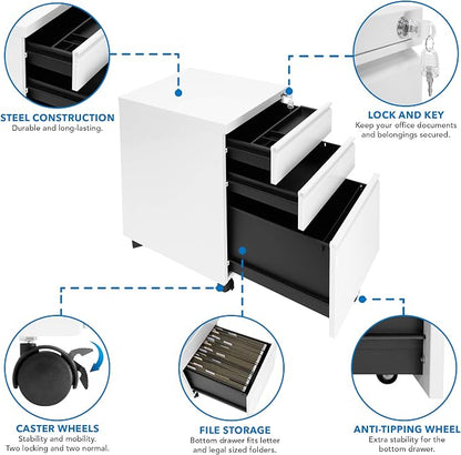Mount-It! 3 Drawer Cabinet for Under Desk - Image 5