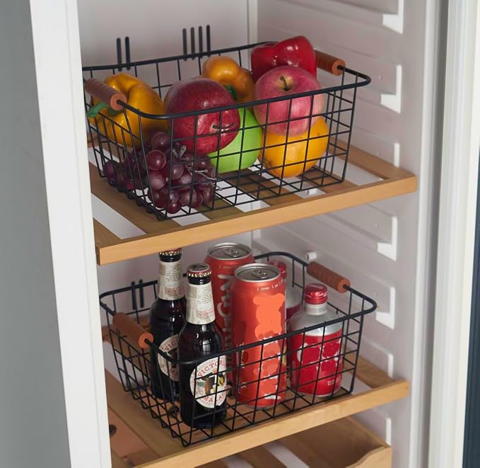 JUNCHU CHERRY Wire Kitchen Storage Basket 2 Packs, Perfect Pantry Organization - Image 9