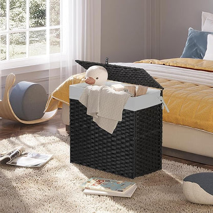 Greenstell Laundry Hamper with Lid, 125L Large Clothes Hamper with 3 Section & - Image 8