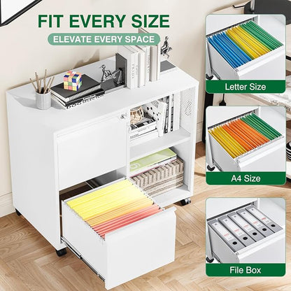 Metal File Cabinet, Lockable Lateral Filing Cabinet - Image 4