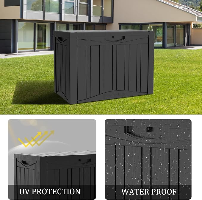 45 Gallon Deck Box, Resin Outdoor Indoor Waterproof Storage Box, Lockable - Image 5