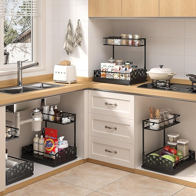 Sevenblue 2-Pack 2-Tier Height Adjustable Under Sink Organizer & Storage | - Image 6