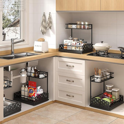 Sevenblue 2-Pack 2-Tier Height Adjustable Under Sink Organizer & Storage | - Image 6