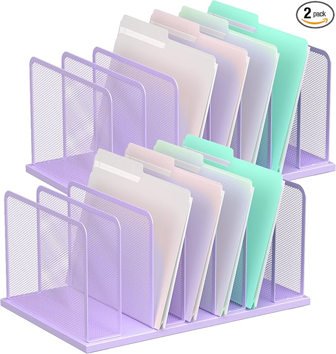 Kuntine.B Desk File Organizer Upright Mesh Desktop Organizer File Sorter Office by KuntineB