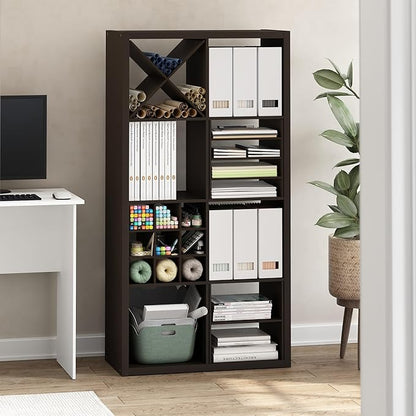 Furinno Cubicle 3-Shelf Cube Insert, Cube Organizer, Dark Oak | 13.3W x 13.4H - Image 2