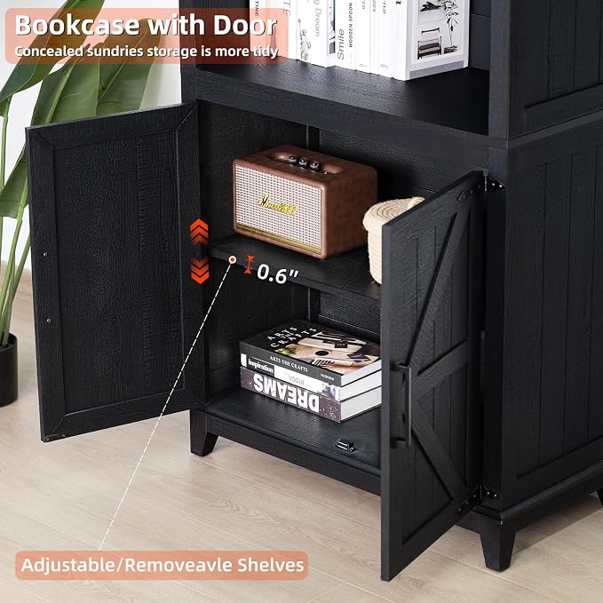 70in Tall Bookshelf 5 Tier Bookcase - Image 7