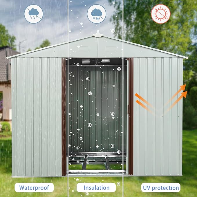 Outdoor Metal Storage Shed Window Ventilation Foundation Frame Waterproof - Image 7