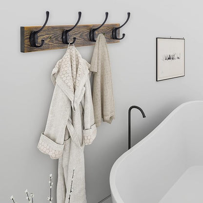 IBosins Wall Mounted Coat Rack, 2 Pack Metal Wood Coat Rack - Image 7